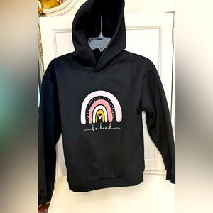 Girls Fleece Hoodie (black) "be kind" see photos for size